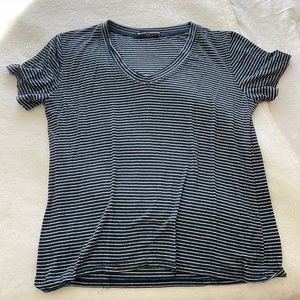 Brandy Melville blue and white striped V-neck